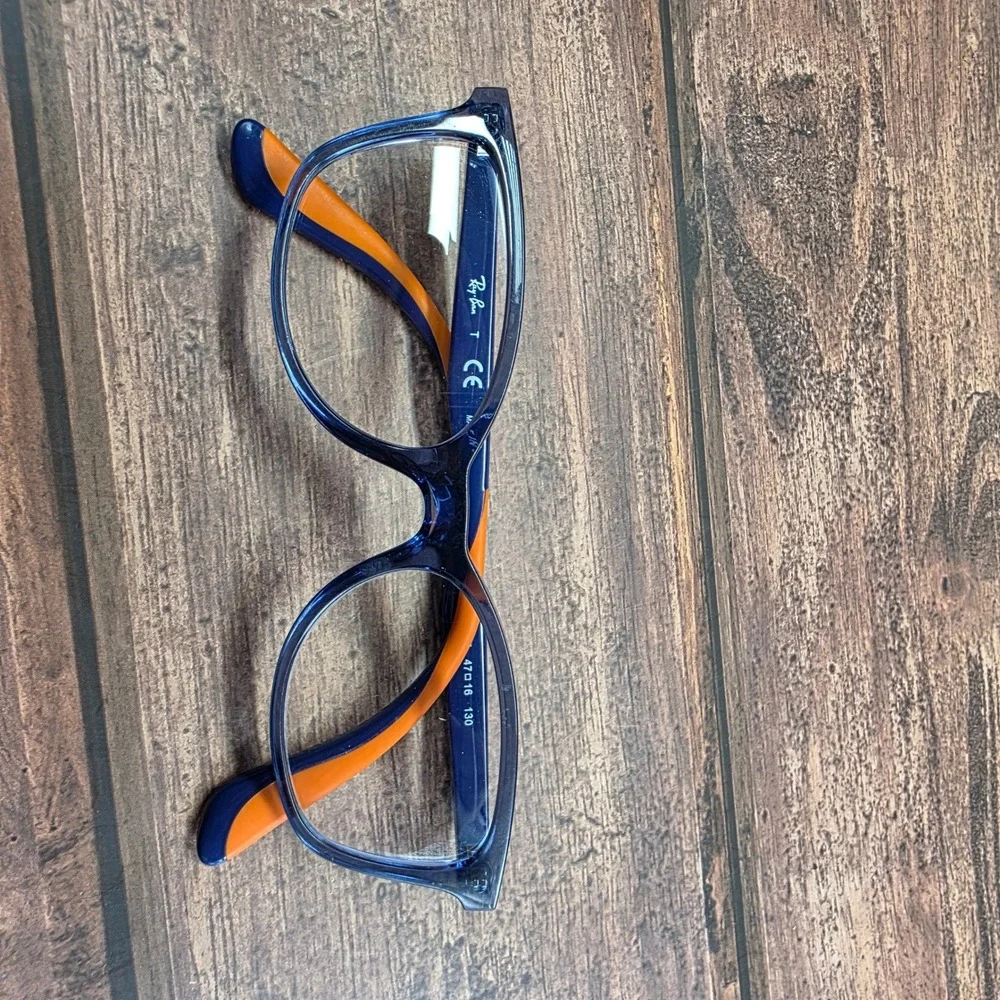 Ray-Ban RB 1586 3775 Blue Orange Cat Eye Eyeglass Frames 47-16-130